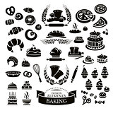 Set of bakery design elements and icons