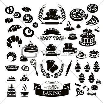 Set of bakery design elements and icons