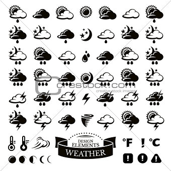 Collection of different weather icons
