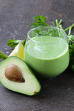 natural drink smoothie with avocado, herbs and yogurt
