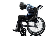 funny careless injured man in wheelchair silhouette