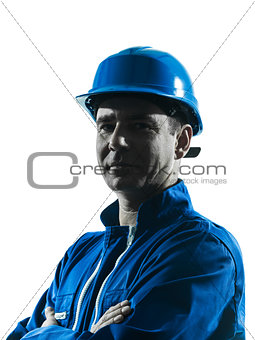 man construction worker silhouette portrait