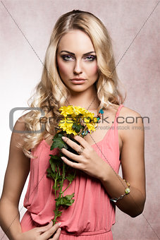 commercial shot of spring girl with flower