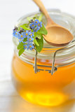 glass jar full of honey