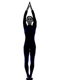 woman exercising Urdhva Hastasana Upward Salute pose yoga silhou