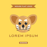 Mouse Logo in Flat, vector illustration