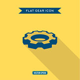 Icon volumetric gear in the flat with shadow, vector