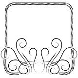 Vector knitting frame decorated with swirls. illustration on whi
