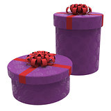 two gift boxes in purple