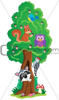 Tree with various animals theme 1
