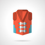 Red rescue jacket flat vector icon
