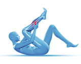 3D female figure holding leg in pain