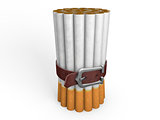 Belted stack of cigarettes isolated
