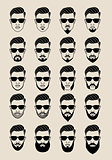 faces with beard, user, avatar, vector icon set