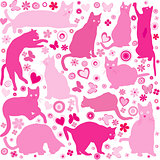 Baby girls background with cats