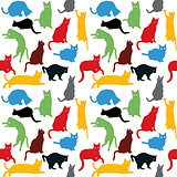 Seamless with colorful cats silhouettes, background for kids