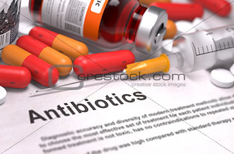 Antibiotics - Medical Concept. Composition of Medicamen.