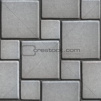 Concrete Gray Figured Pavement of Large and Small Squares.