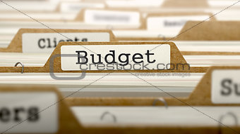 Budget Concept  on Folder Register.