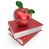 Books and apple red school book education textbook