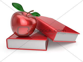 Books and apple red education symbol