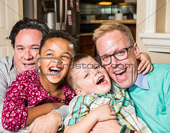 Gay parents with their children