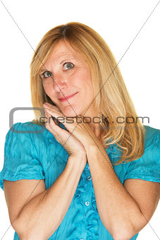 Hopeful Woman Leaning Over