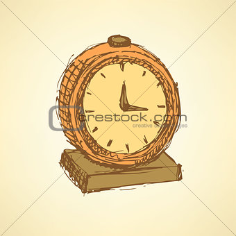 Sketch business clock  in vintage style