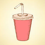 Sketch soda cup in vintage style