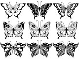 Set of nine ornamental butterflies