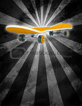 Yellow skateboard on abstract background
