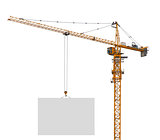 Building crane holding blank paper