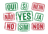 Yes No stamps in multilingual