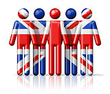 Flag of United Kingdom, UK on stick figure