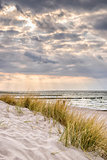 Coast of Baltic Sea with dark clouds
