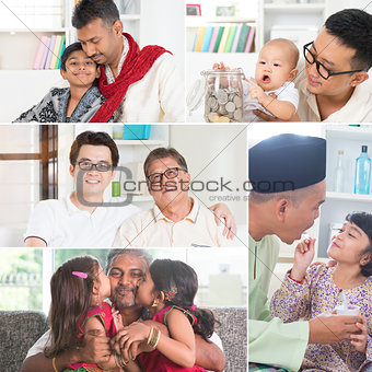 Collage photo of fathers and children