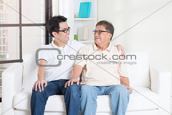 Father and son having conversation 