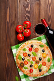 Italian pizza and red wine