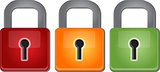Multicolored red yellow green security lock Illustration clipart