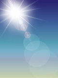 Sun with lens flare,  background.