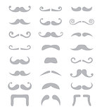 Grey moustache or mustache, seniors vector icons set