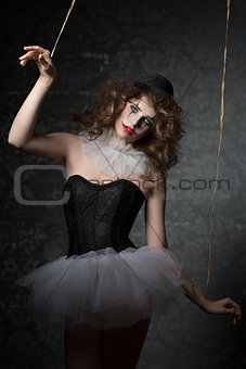 woman like gothic puppet clown 