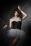 girl with gothic puppet costume 