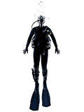 man scuba diver diving silhouette isolated