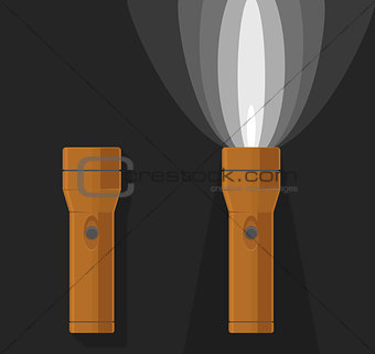 Vector illustration of two orange flashlights 