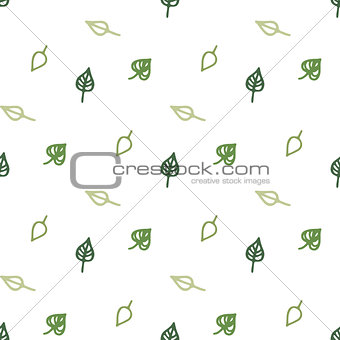 Seamless stylized green leaves pattern