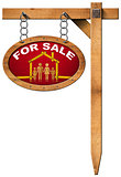 House For Sale Sign - Wooden Meter with Family