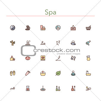 Spa Colored Line Icons