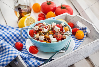 Fresh tomato, onion and feta  salad