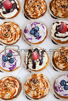Set of different  cupcakes in a  box